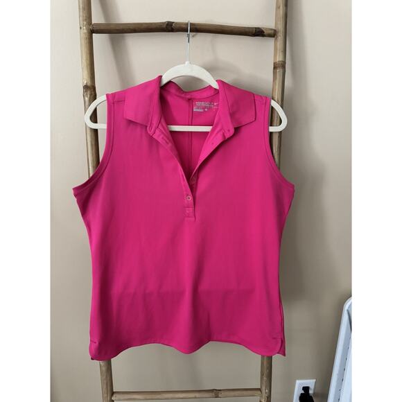 Nike Golf Dri-Fit Tour Performance Sleeveless Fuchsia Polo Shirt Tennis LARGE - Picture 1 of 5